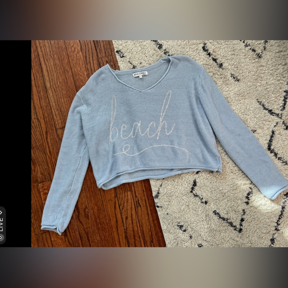 Long sleeve blue knitted beach sweater! Ring Street Design, size L